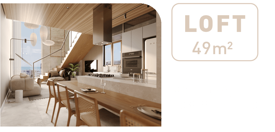 Loft - 49m² - Planta moderna, com mezanino